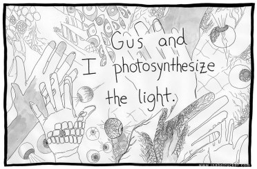 "Unfurling", panel 175 of 177, photosynthesizing the light